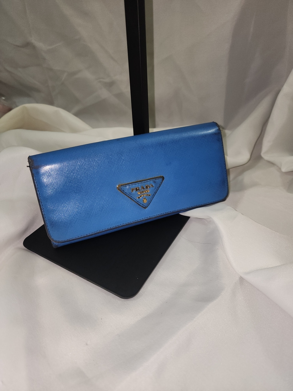Prada Bright Blue Saffiano Leather Wallet